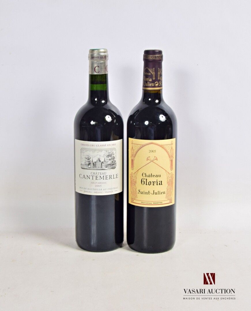 Null 一共2瓶，包括:

1瓶GLORIA圣朱利安酒庄，2005年

CANTEMERLE Haut Médoc GCC酒庄2005年1瓶

	状态：1件无&hellip;