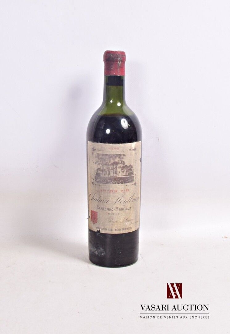 Null 1 Flasche Château MONTBRUN Haut Médoc 1946

	Verblasst, fleckig und abgenut&hellip;