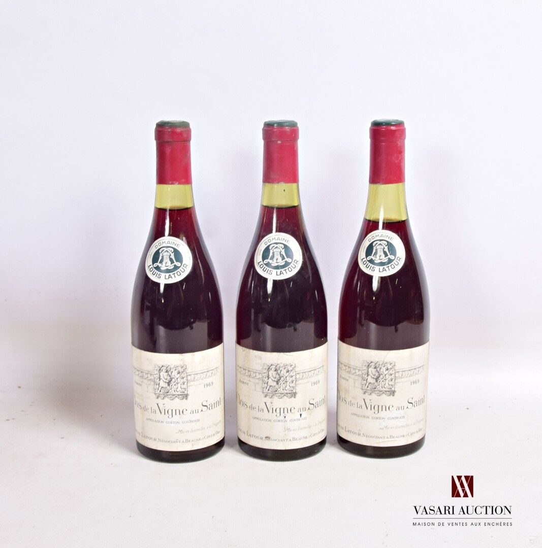Null 3 bottles CORTON Clos de la Vigne au Saint mise L. Latour neg. 1969

	And. &hellip;