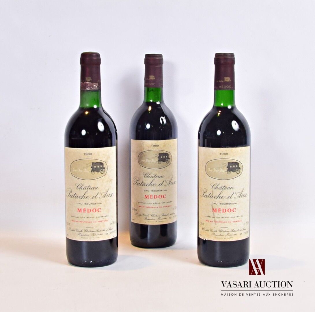 Null 3 bottles Château PATACHE D'AUX Médoc CB 1989

	And. A little faded and sta&hellip;