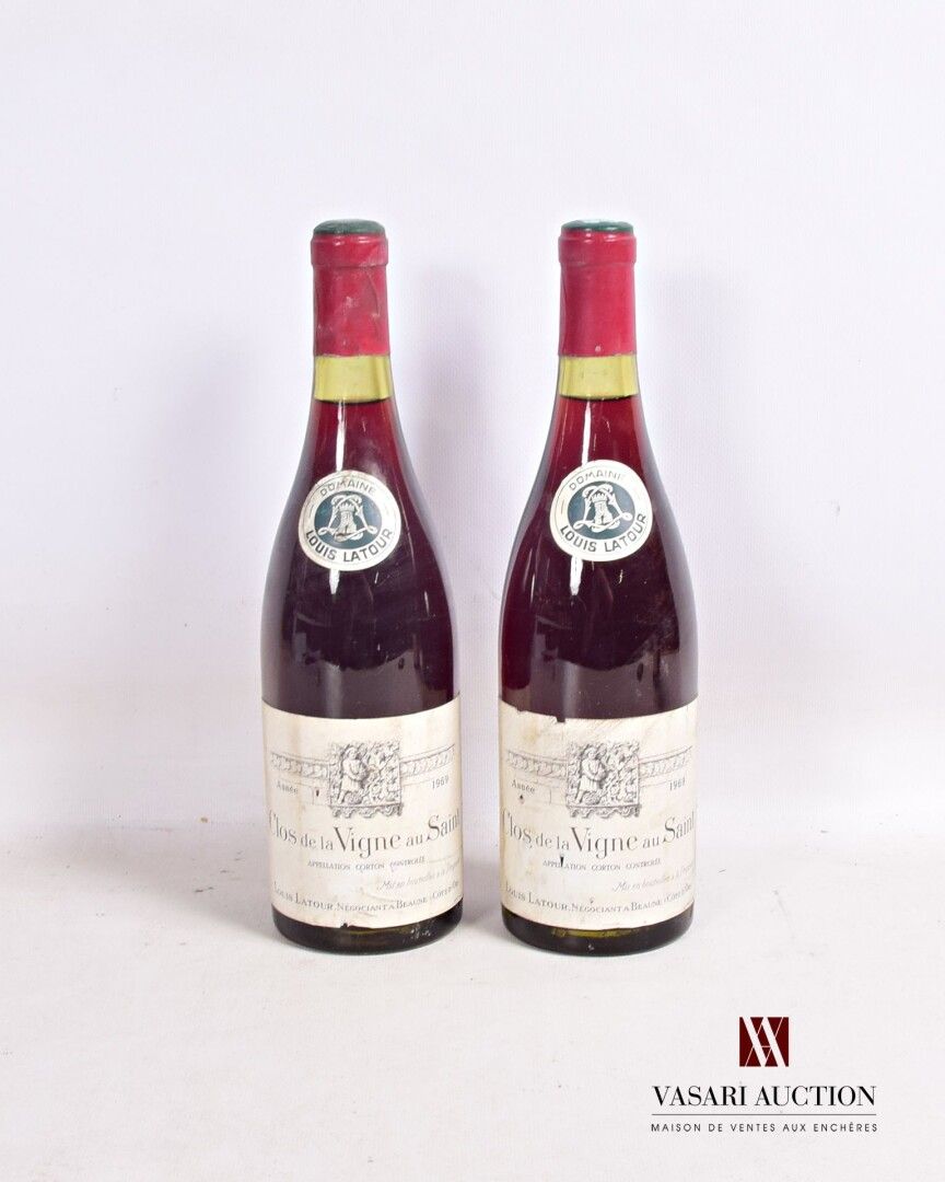 Null 2 Flaschen CORTON Clos de la Vigne au Saint mise L. Latour neg. 1969

	Und.&hellip;