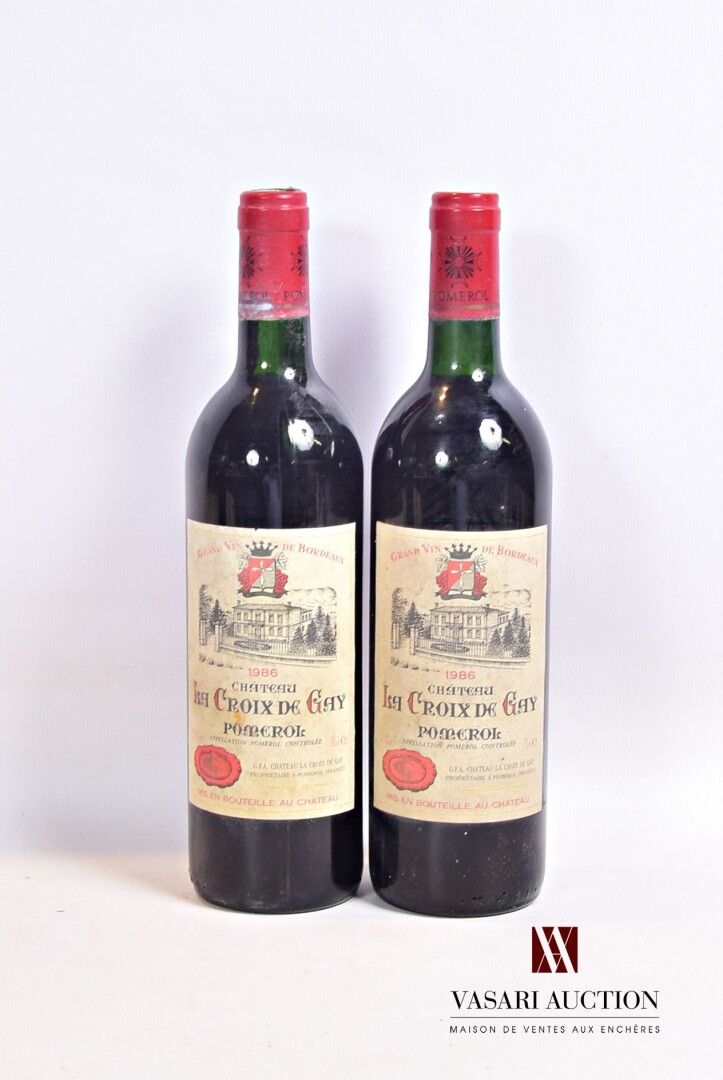 Null 2 bottles Château LA CROIX DE GAY Pomerol 1986

	Faded and stained. N: bott&hellip;