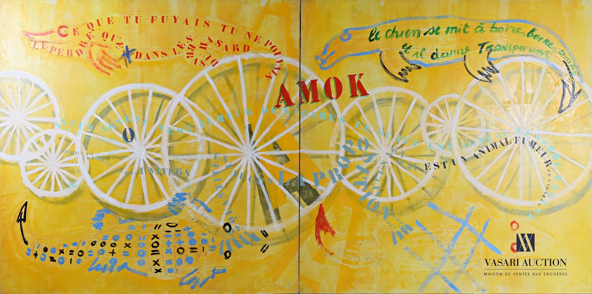 Null 帕萨尼蒂-弗朗西斯科（生于1952年

Amok G.

画布上的两幅丙烯画

两幅作品背面均有右下角签名 - 一幅作品背面有标题和日期91年8月

&hellip;