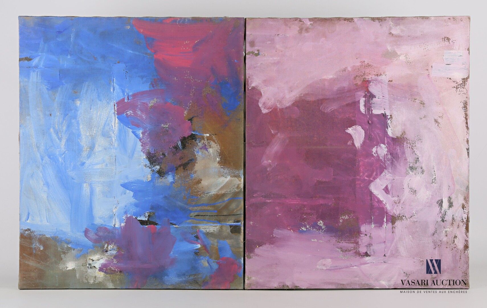 Null 帕萨尼蒂-弗朗西斯科（生于1952年

紫色和蓝色的成分

双联画

布面油画

画布尺寸 : 60 x 50 cm