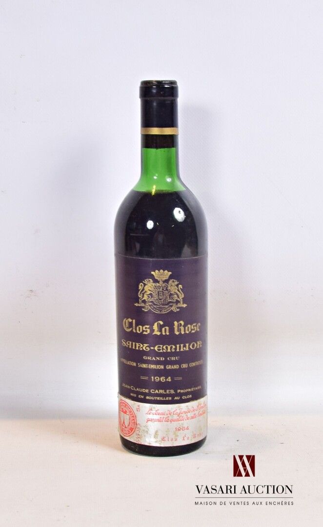 Null 1 bottle CLOS LA ROSE St Emilion GC 1964

	And. A little faded and stained.&hellip;