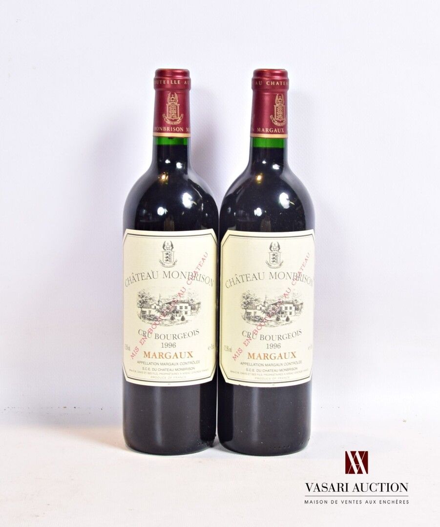 Null 2 bouteilles	Château MONBRISON	Margaux CB	1996

	Et. À peine tachées. N : h&hellip;