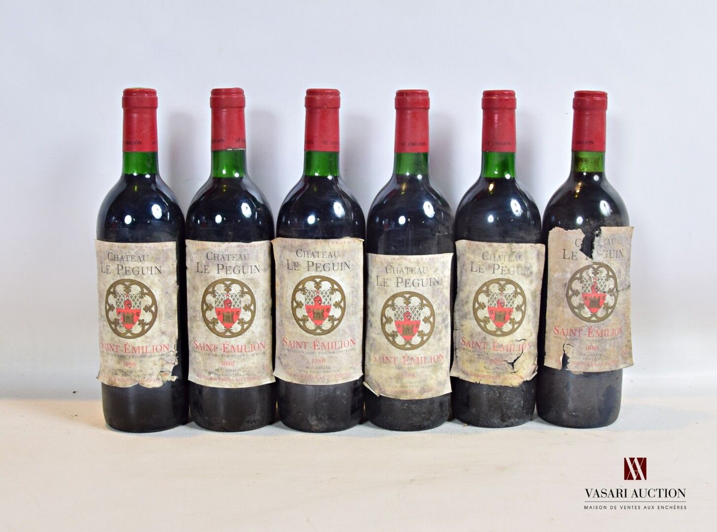 Null 6 bottiglie Château LE PEGUIN St Emilion 1986

	Sbiadito, macchiato e parzi&hellip;