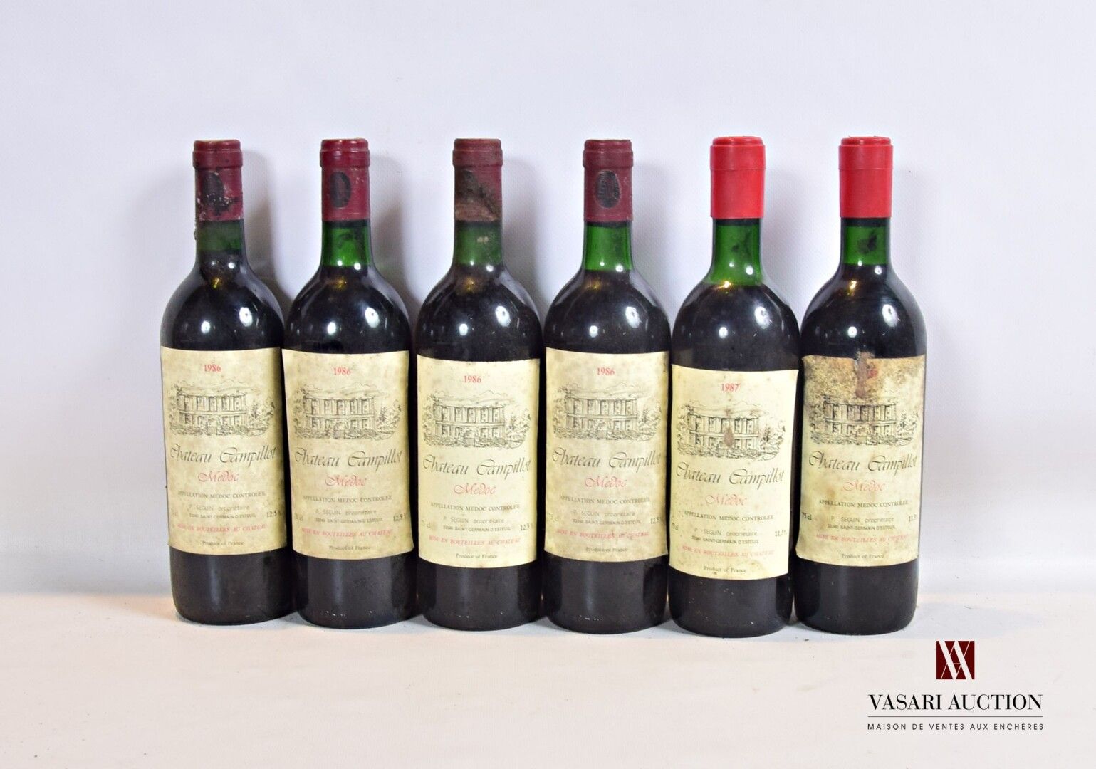 Null 6 bottiglie Château CAMPILLOT Médoc

	2 bottiglie di 1987, 4 bottiglie di 1&hellip;