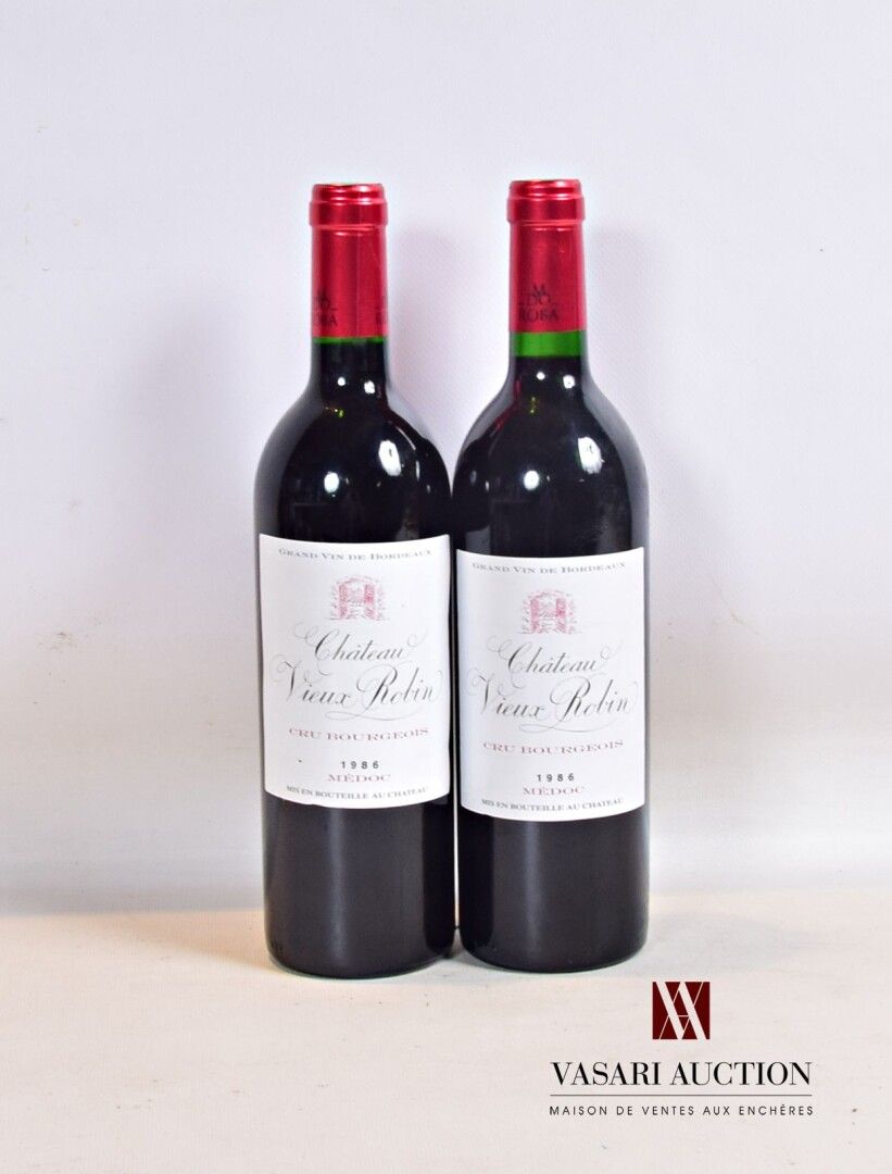 Null 2 bottiglie Château VIEUX ROBIN Médoc CB 1986

	Eccellente tranne 1 piccolo&hellip;