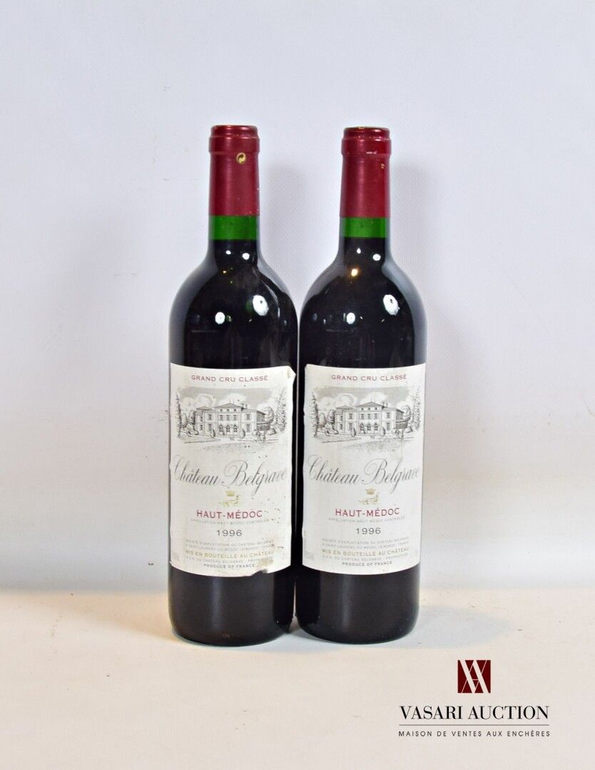Null 2 botellas Château BELGRAVE Haut Médoc GCC 1996

	Manchado (1 desgarro). N:&hellip;