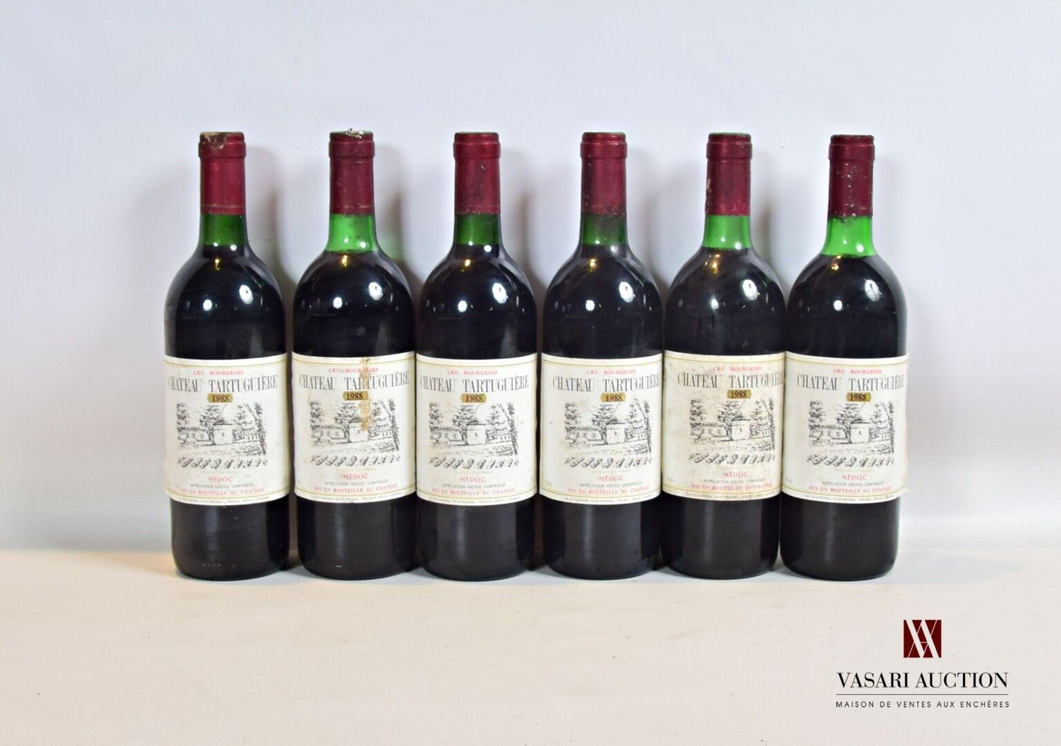 Null 6 bottiglie Château TARTUGUIÈRE Médoc CB 1988

	Più o meno macchiato. N: 3 &hellip;