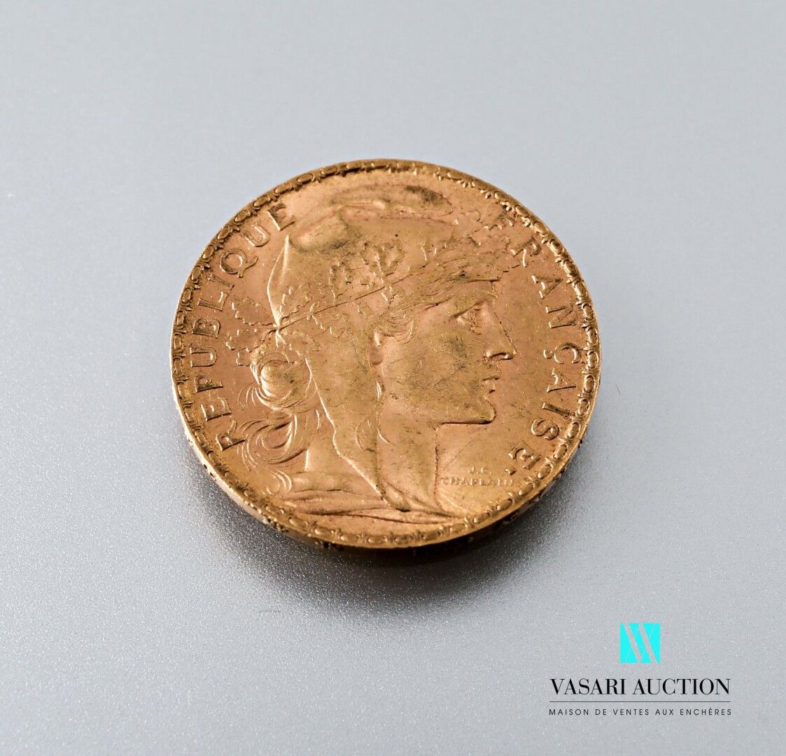 Null 一枚以玛丽安和公鸡为主题的20法郎金币，出自儒勒-克莱芒-查普兰之手，1905年

重量 : 6,42 g