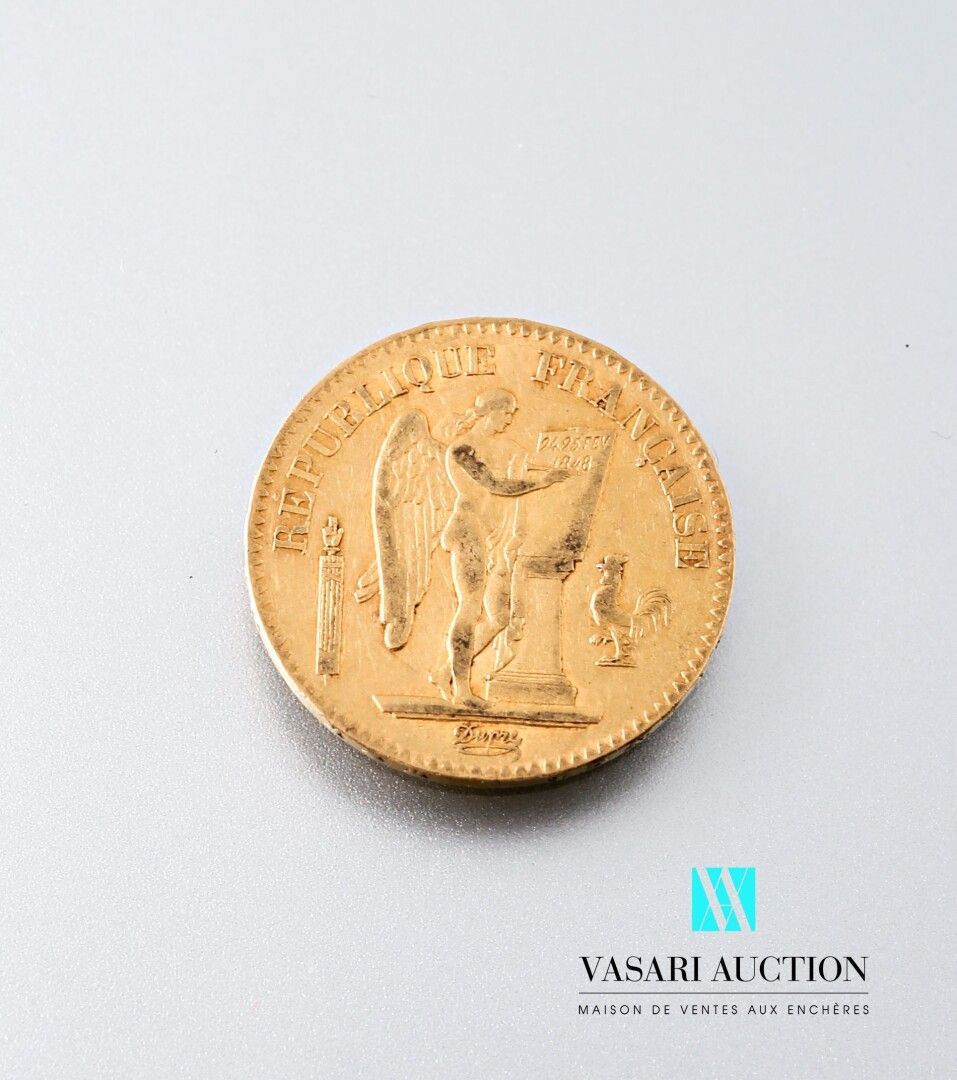 Null Une pièce en or de 20 francs figurant le Génie d'après Augustin Dupré, 1849&hellip;