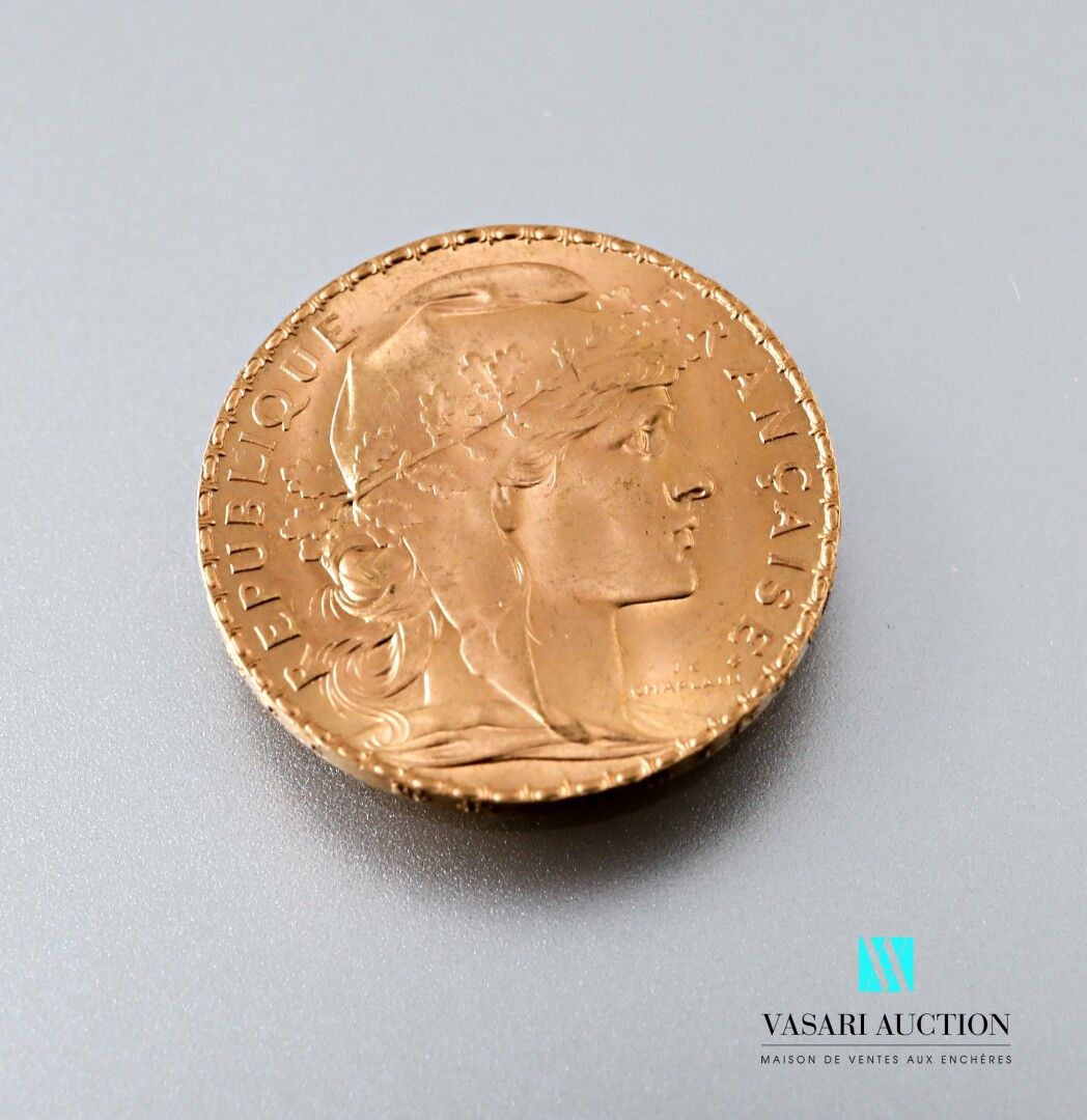Null 一枚以玛丽安和公鸡为主题的20法郎金币，出自儒勒-克莱芒-查普兰之手，1911年

重量 : 6,45 g