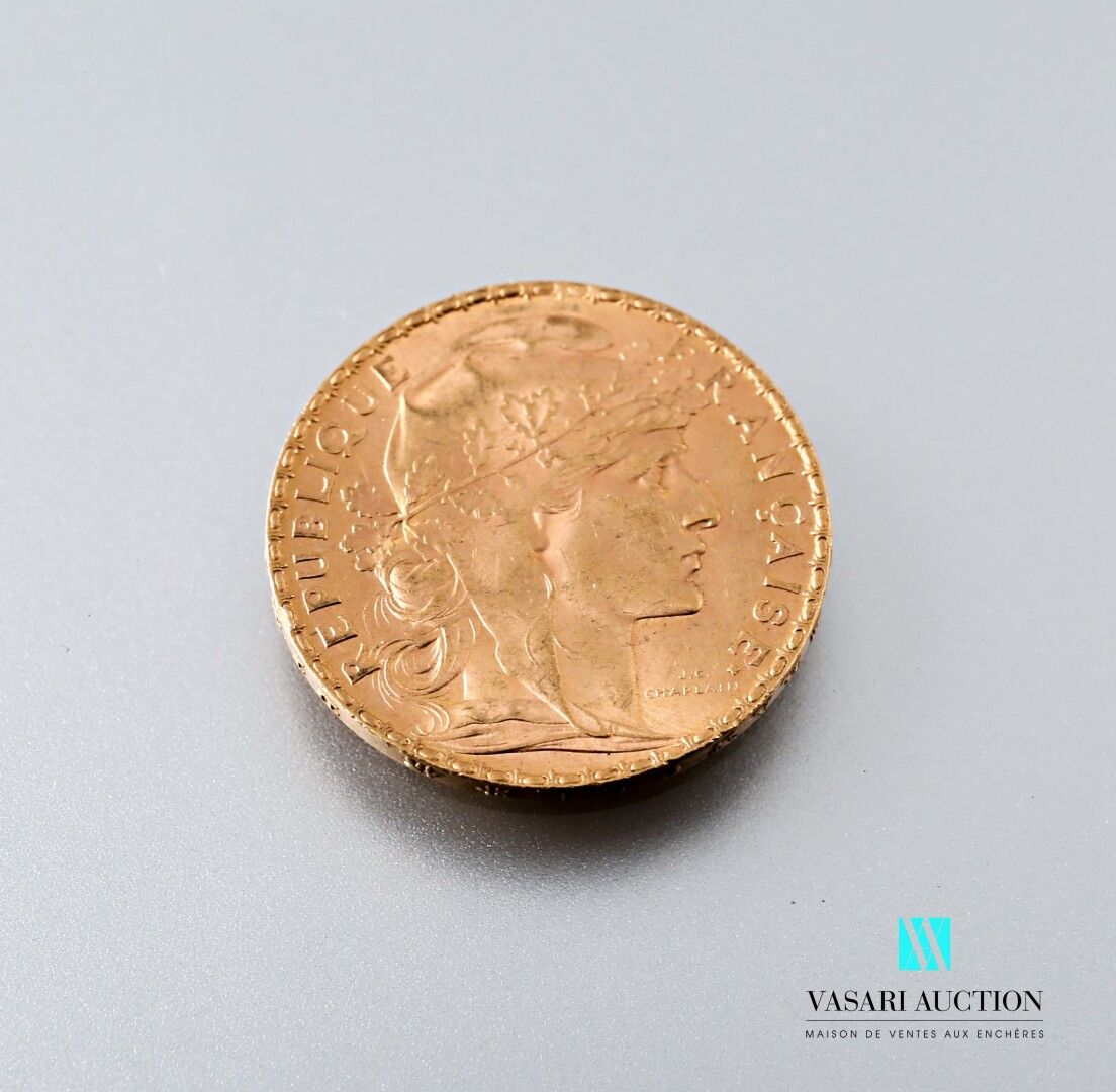 Null 一枚以玛丽安和公鸡为主题的20法郎金币，出自儒勒-克莱芒-查普兰之手，1906年

重量 : 6,43 g