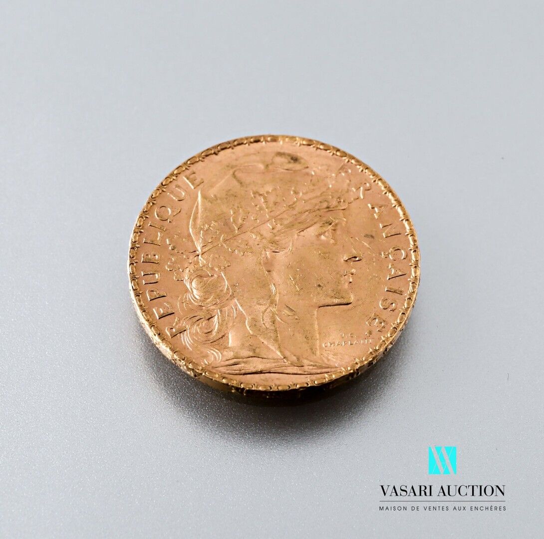 Null 一枚以玛丽安和公鸡为主题的20法郎金币，出自儒勒-克莱芒-查普兰之手，1907年

重量 : 6,46 g