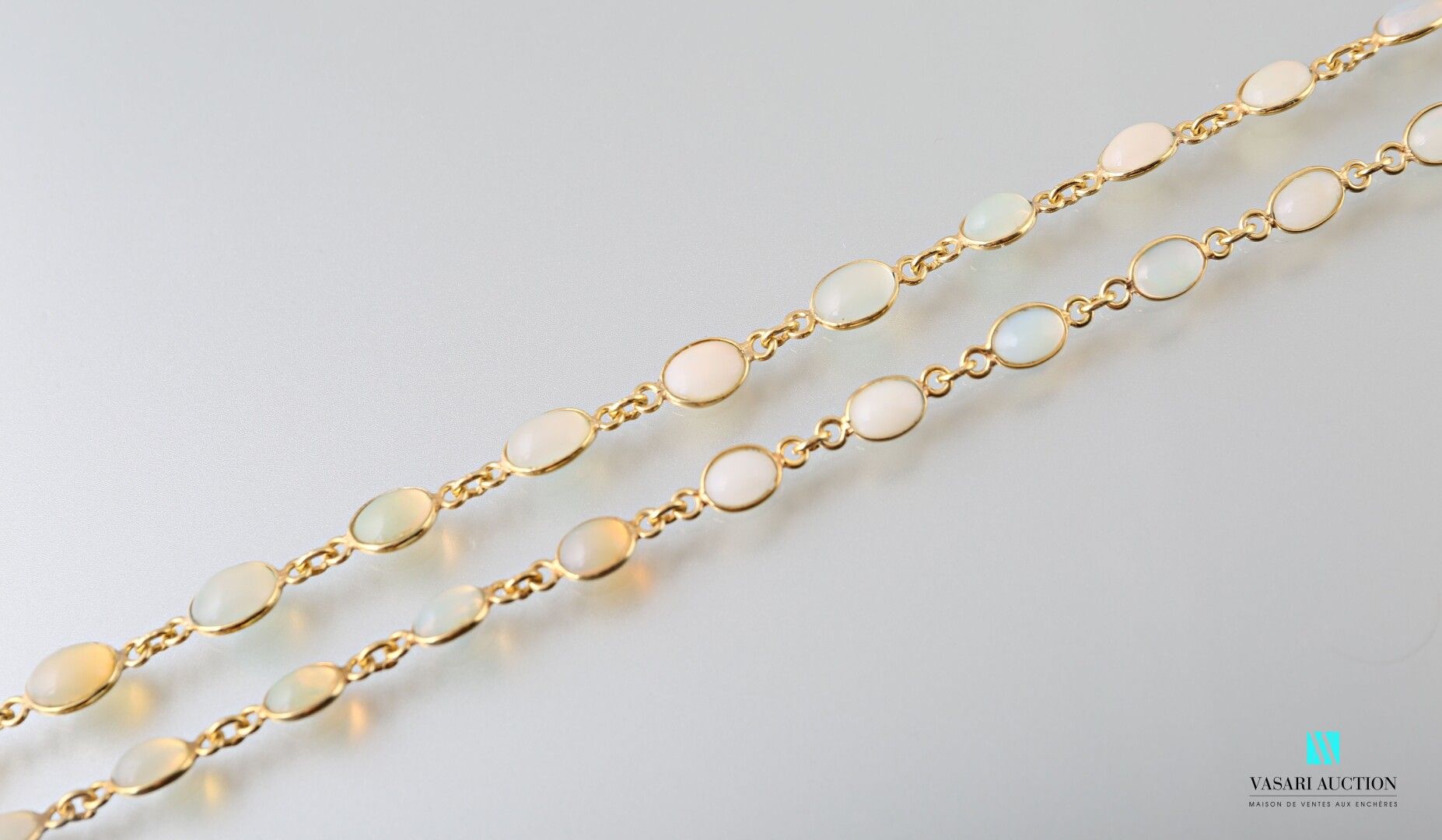 Null Vermeil necklace with round and oval links, the oval links set with opals 
&hellip;