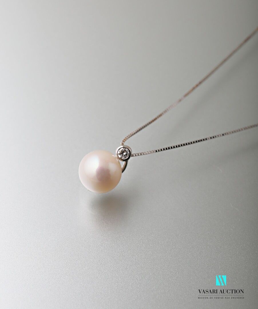 Null Chain and its pendant in white gold 750 thousandths decorated with a pearl &hellip;
