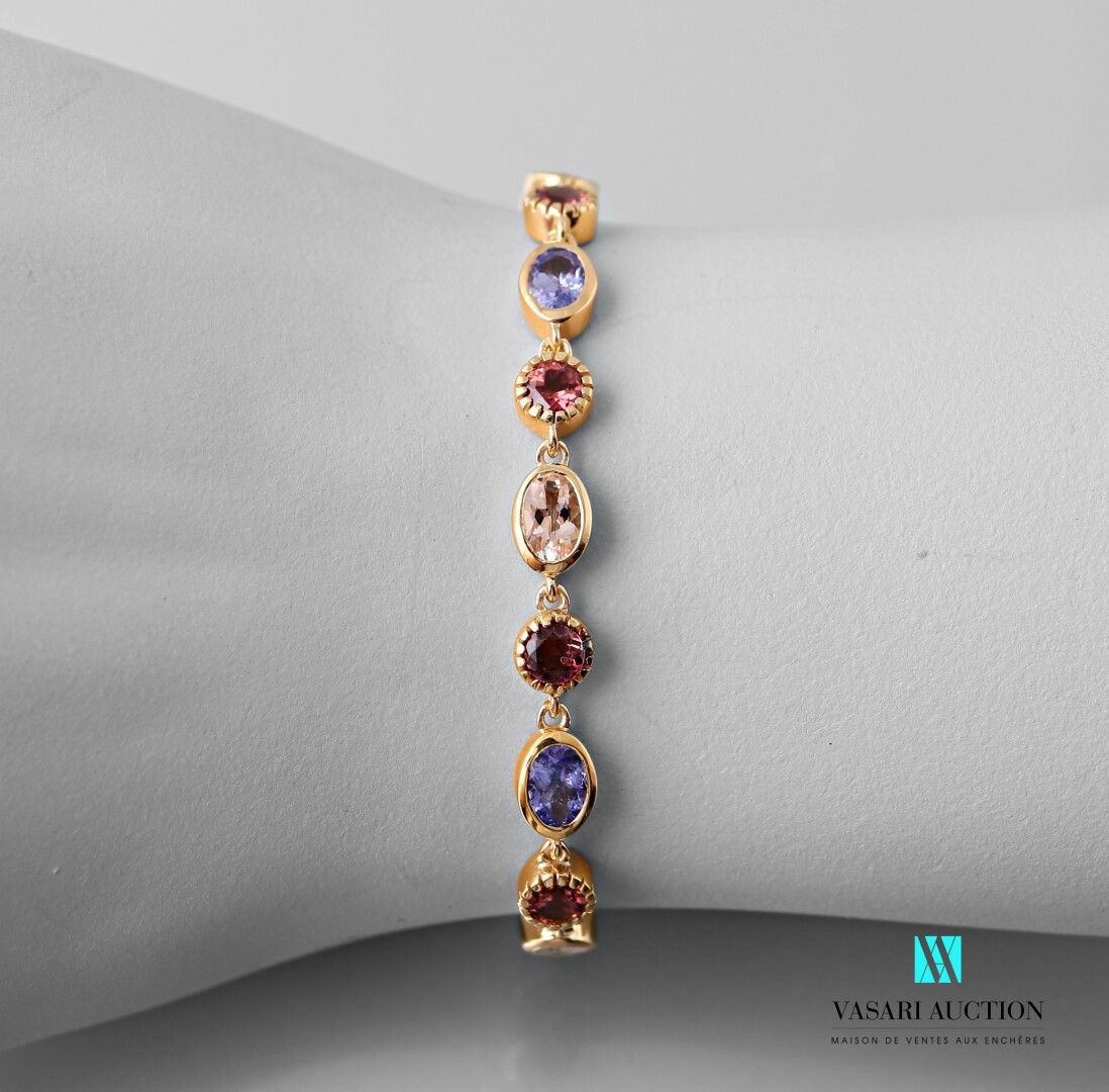 Null Bracelet souple en vermeil 925 millièmes serti de tourmalines, tanzanites e&hellip;