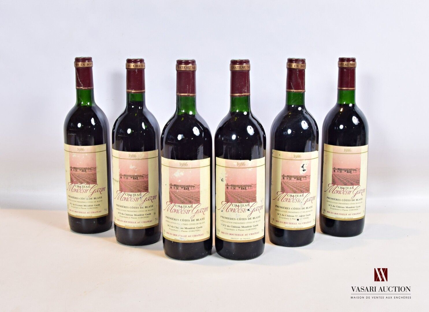 Null 6瓶 MONDÉSIR GAZIN 1ères Côtes de Blaye 1986葡萄酒

	而且。有点褪色，有卡痕。N：1个中颈/底颈，3个底颈&hellip;