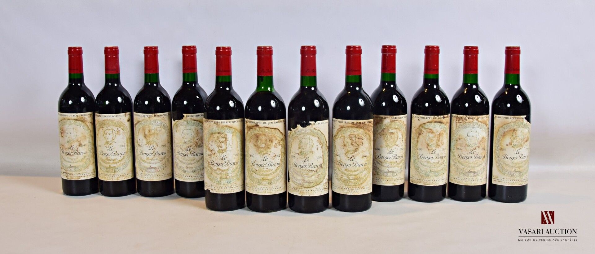 Null 12 bouteilles	LE BERGER BARON	Bordeaux mise nég.	1986

	Et. Plus ou moins t&hellip;