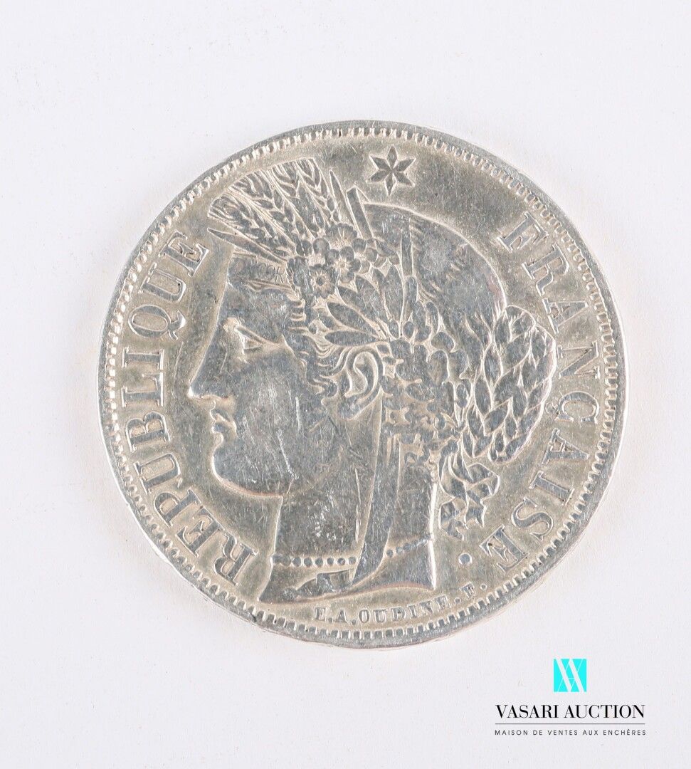 Null Moneta d'argento da 5 franchi datata 1850, Repubblica Francese, firmata E.A&hellip;