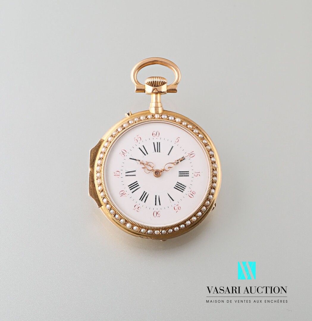 Null Pocket watch in yellow gold 750 thousandths, the back with decoration in ap&hellip;