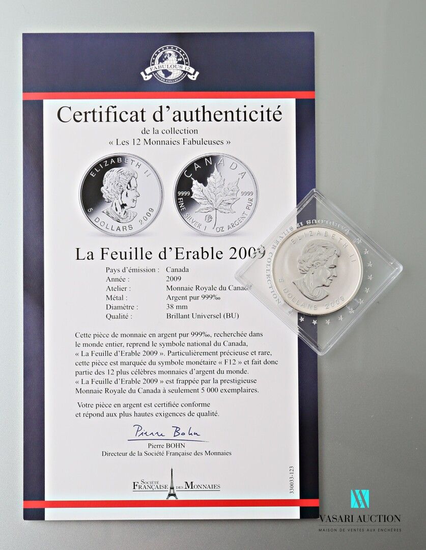 Null 法国货币基金组织（Societe Francaise des monnaies

999千分之一银币，正面显示伊丽莎白二世的轮廓，背面显示加拿大的象征&hellip;