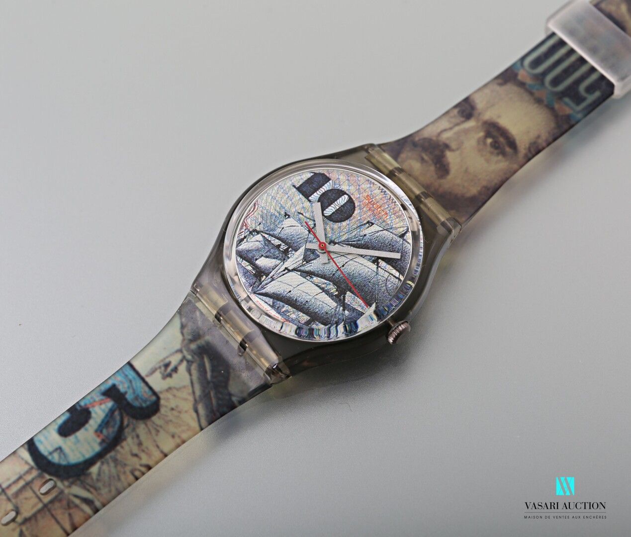 Null SWATCH - MARK - 1991

Gehäuse und Armband aus Kunststoff.

Uhrwerk mit Quar&hellip;