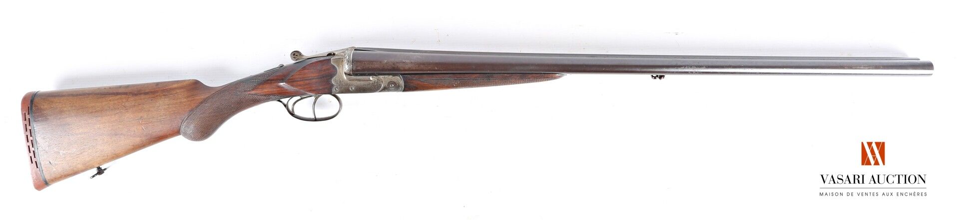 Null 圣埃蒂安的无锤霰弹枪，口径12-70，并排70厘米的Epervier-Fanget枪管，雕刻的镂空摇杆，双扳机，35厘米的半手枪握把加上减震器，磨损，&hellip;
