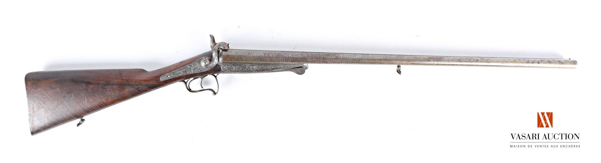 Null Fusil de chasse à broche calibre 16, canons Damas en table de 71 cm, ouvert&hellip;