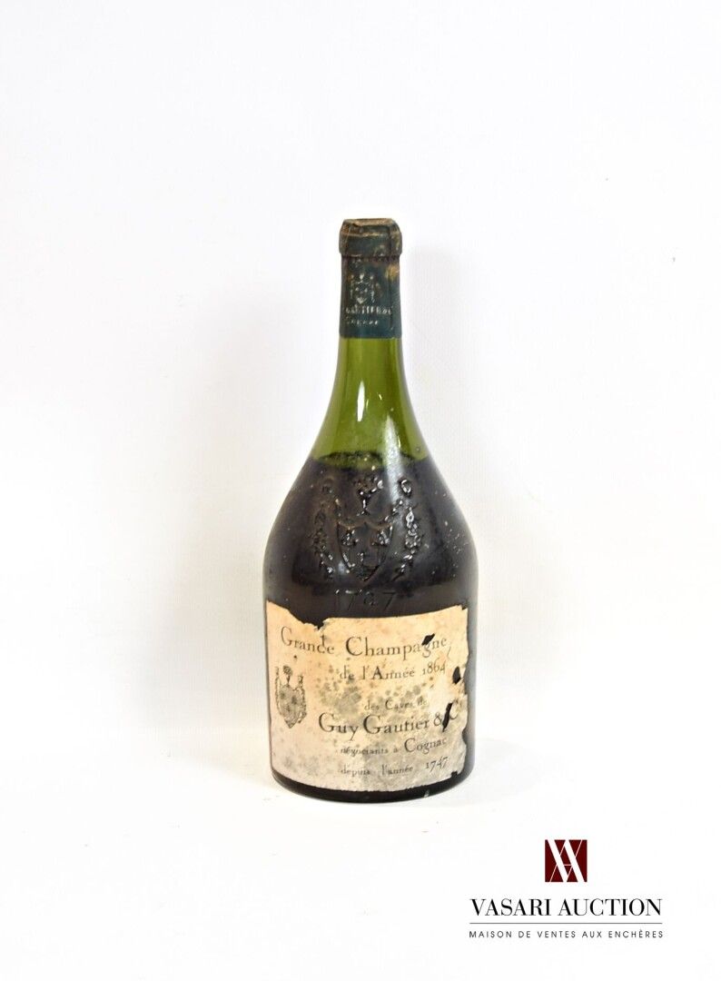Null 盖-戈蒂埃和C° négociants 1864年生产的大香槟酒1瓶

	在科涅克。而且。褪色，有污点，有点破损。N：5.5厘米。
