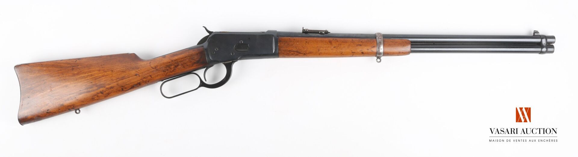 Null 温彻斯特1892型杠杆动作步枪44口径W.C.F。带马鞍环的全弹夹模型，51厘米长的膛线枪管，一侧标有 "92型-温彻斯特-贸易标记"，另一侧标有 "&hellip;