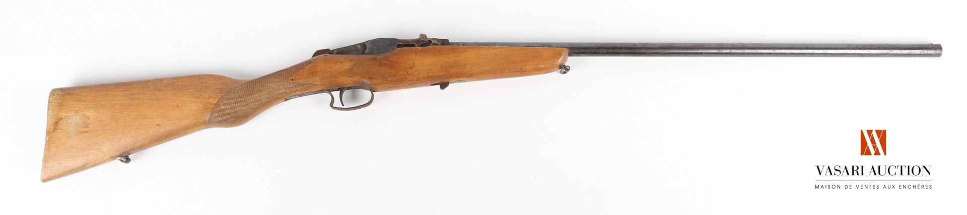 Null 单发猎枪DARMON Type Warnant 口径14毫米（32/63.5），枪管65厘米，金色木质枪托，磨损，氧化，长105厘米，编号5455，（&hellip;