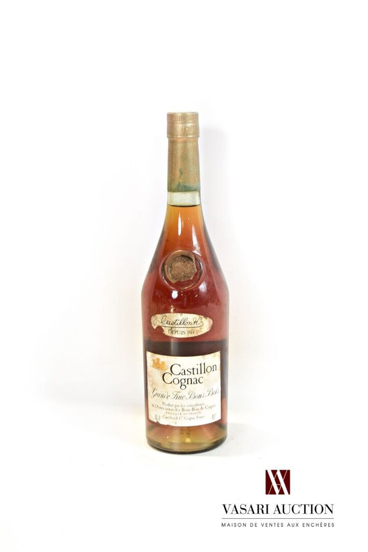 1 bouteille	Grande Fine Bons Bois Cognac CASTILLON		 
	70 cl - 40°. Et. Tachée. &hellip;