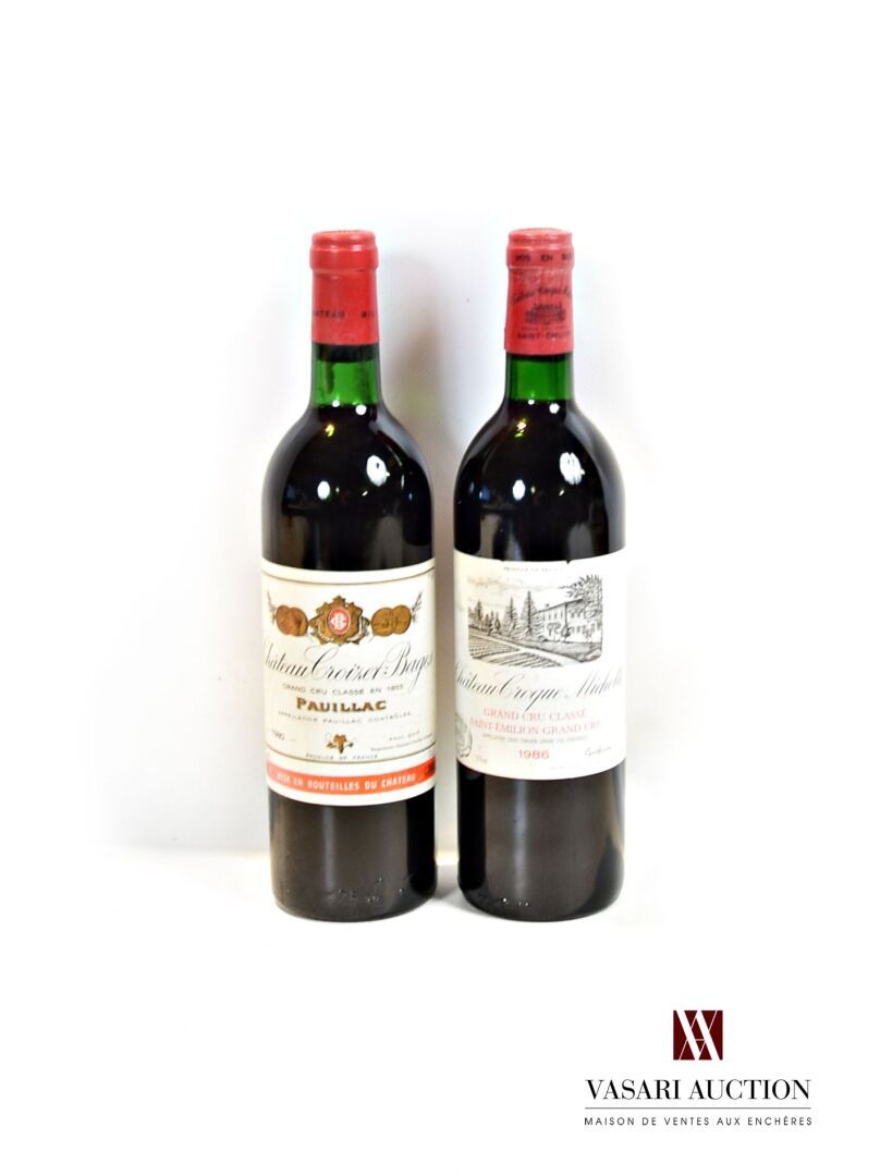 Lot de 2 bouteilles comprenant :		 
1 bouteille	Château CROQUE MICHOTTE	St Emili&hellip;