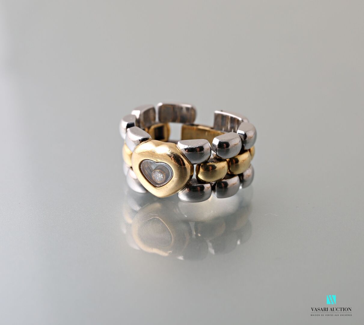 Null Chopard, flexibler Ring in zwei Tönen aus 750er Gold, Reiskornmaschen, verz&hellip;