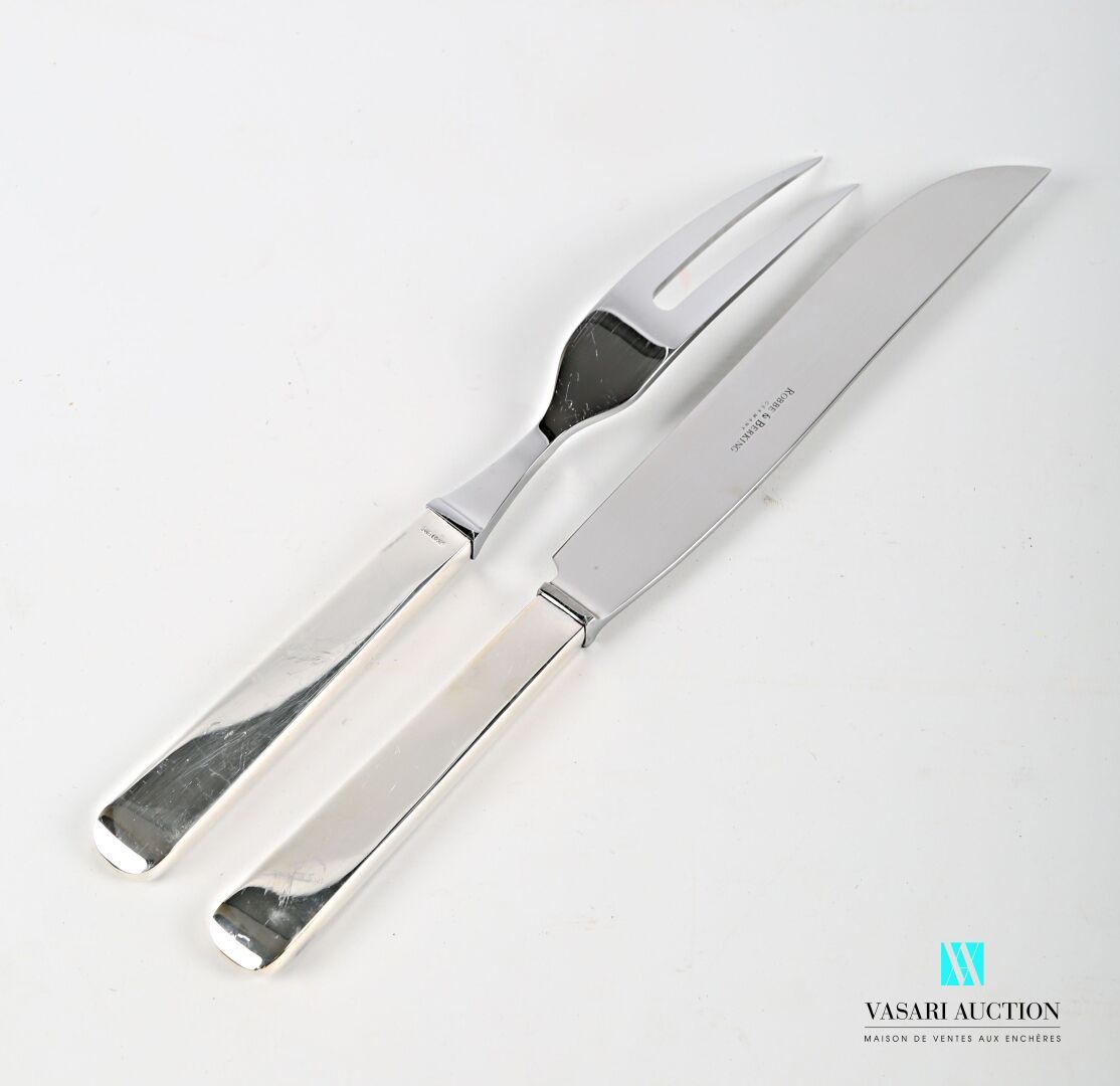 Null Cutlery for carving, the handle with cut sides in silver, the blade and the&hellip;