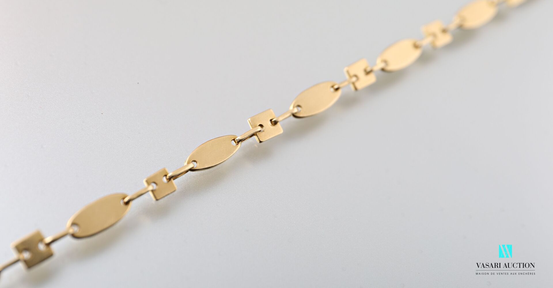 Null Bracelet en or jaune 750 millièmes mailles plaquettes ovales et carrées alt&hellip;