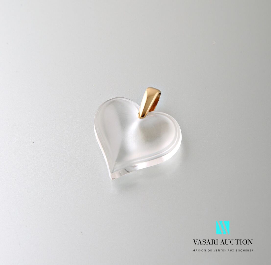 Null Lalique, ciondolo a cuore in cristallo trasparente, cerchio placcato oro fi&hellip;