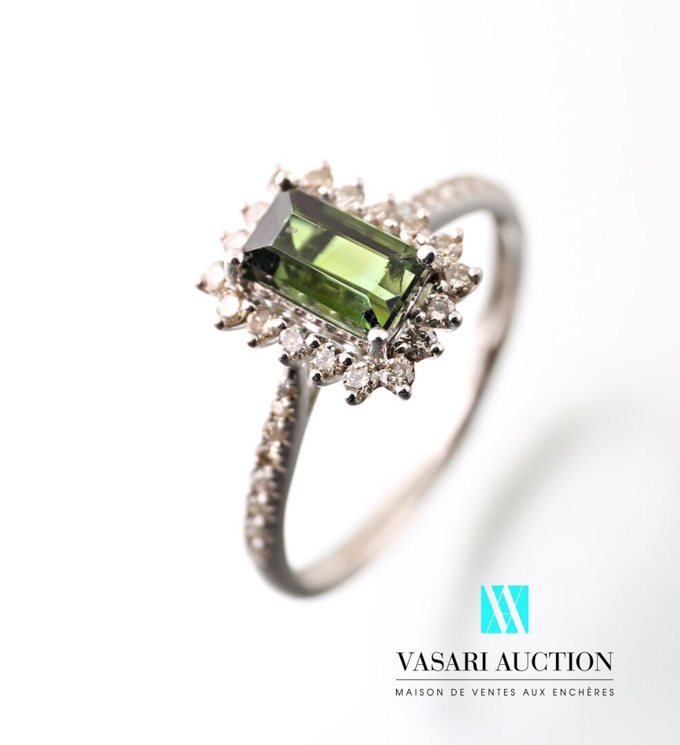 Null Ring in white gold 750 thousandth set in its center of a tourmaline of size&hellip;