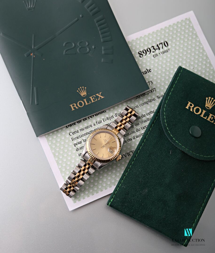 Null Rolex, Oyster Perpetual Date 69173, montre bracelet de dame en acier et or,&hellip;