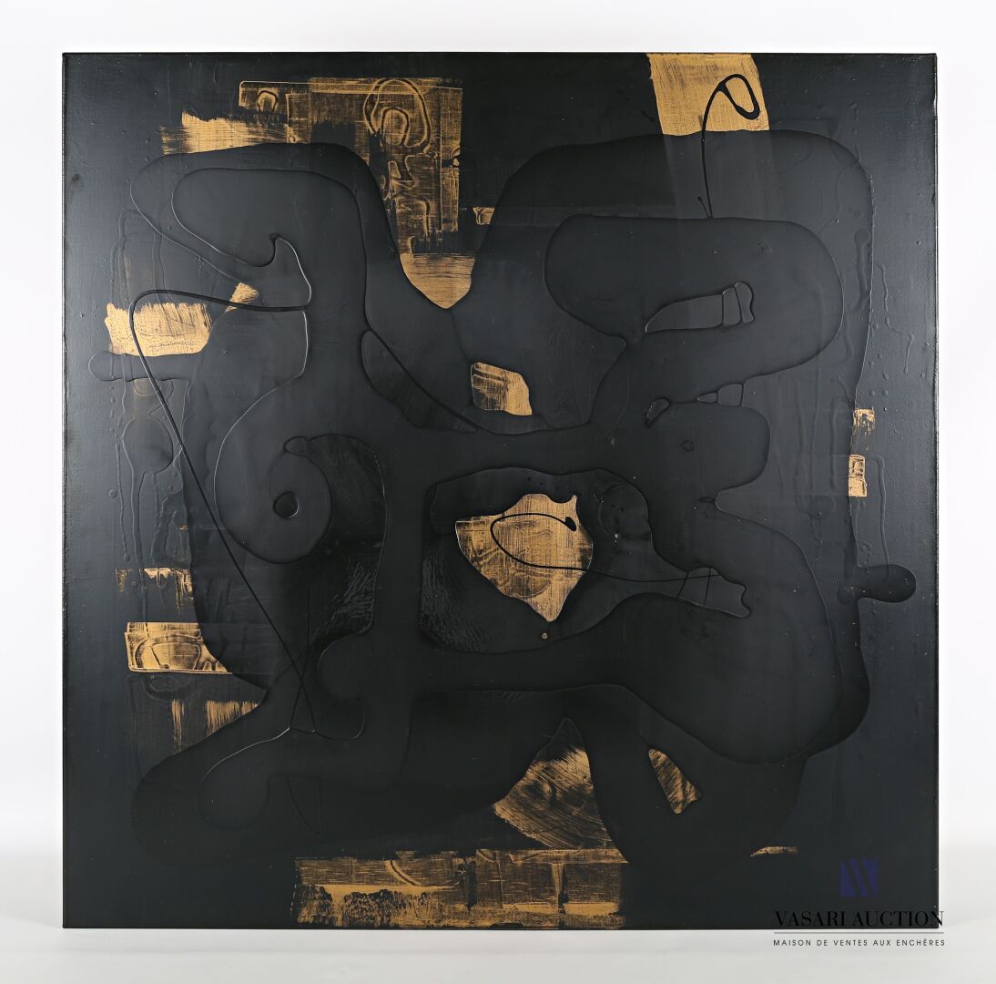 Null 拉姆尼察努-斯特凡（生于1954年）
无题，黑与金
布面油画
背面有签名和日期96
90 x 90厘米