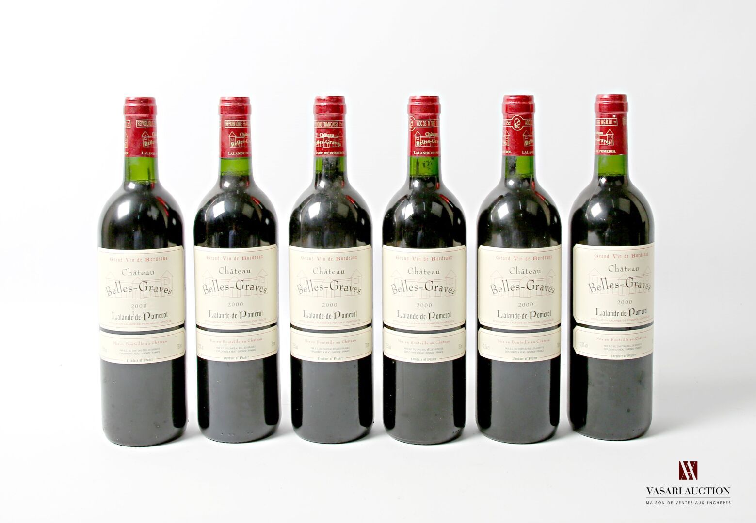 Null 6 bottiglie Château BELLES-GRAVES Lalande de Pomerol 2000
	Condizioni impec&hellip;