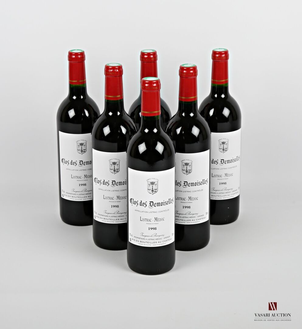 Null 6 bottles CLOS DES DEMOISELLES Listrac 1998
	Presentation and level, impecc&hellip;