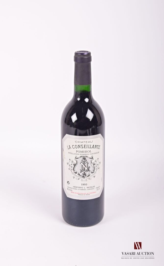Null 1 Flasche Château LA CONSEILLANTE Pomerol 1993.
	Et. Kaum fleckig und zerkr&hellip;