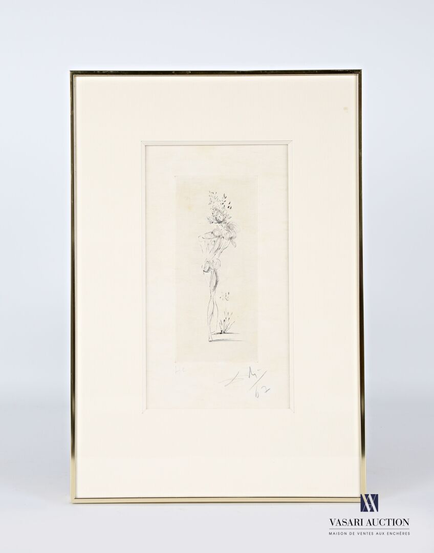 Null DALI 萨尔瓦多 (1904-1989)
有花的拟人化形式
雕刻
注释的HC，底部有签名和日期67 
视线尺寸：25.5 x 14.5厘米
有框作品