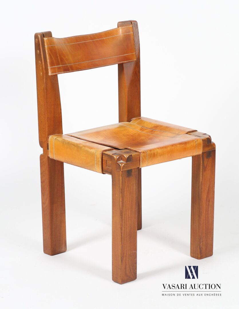 Null CHAPO Pierre (1927-1987)
Elm chair model S11, seat and back in fawn leather&hellip;