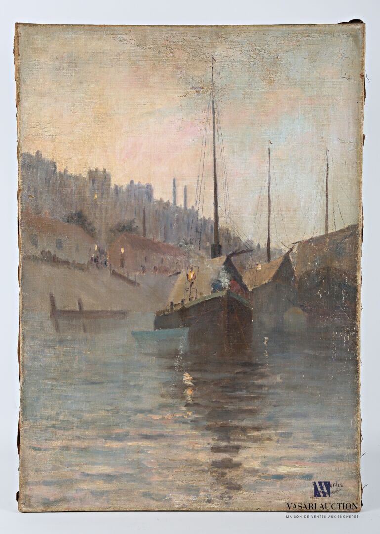 Null GRADIS Raoul
夕阳下的波尔多码头
布面油画
右下方有签名
(上半部分的油漆层有些缺失)
61 x 43 厘米