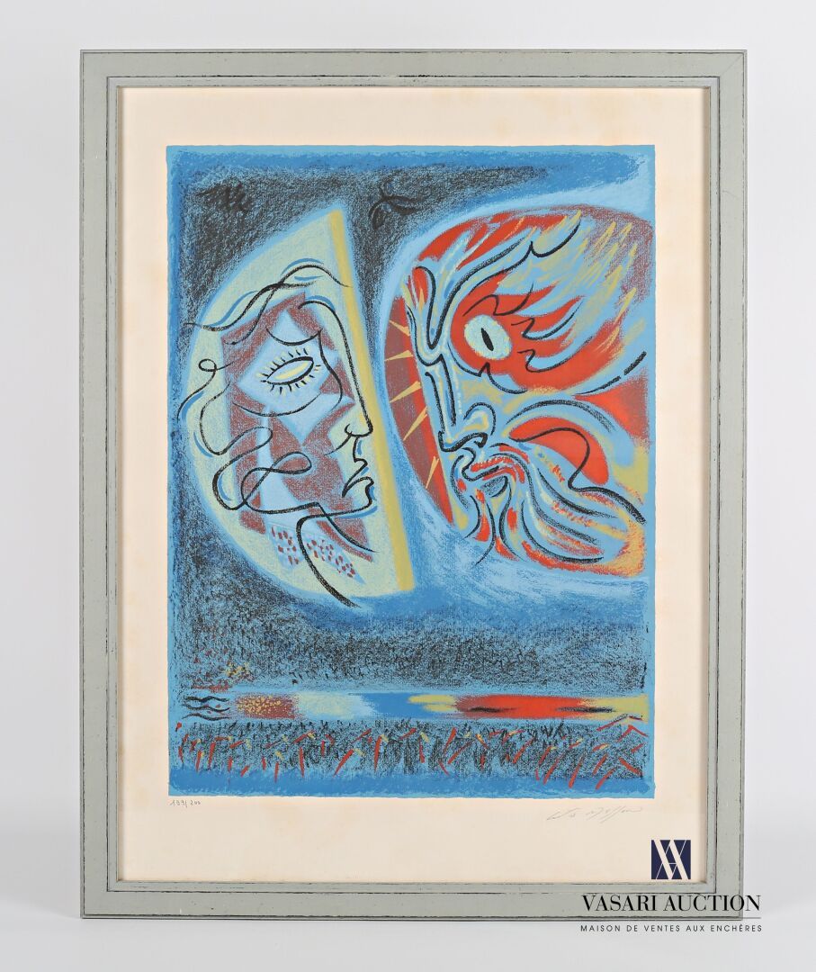 Null MASSON André (1896-1987),经过
面对面
彩色石版画
编号199/200，有铅笔签名 
74 x 54,5 cm
有框作品